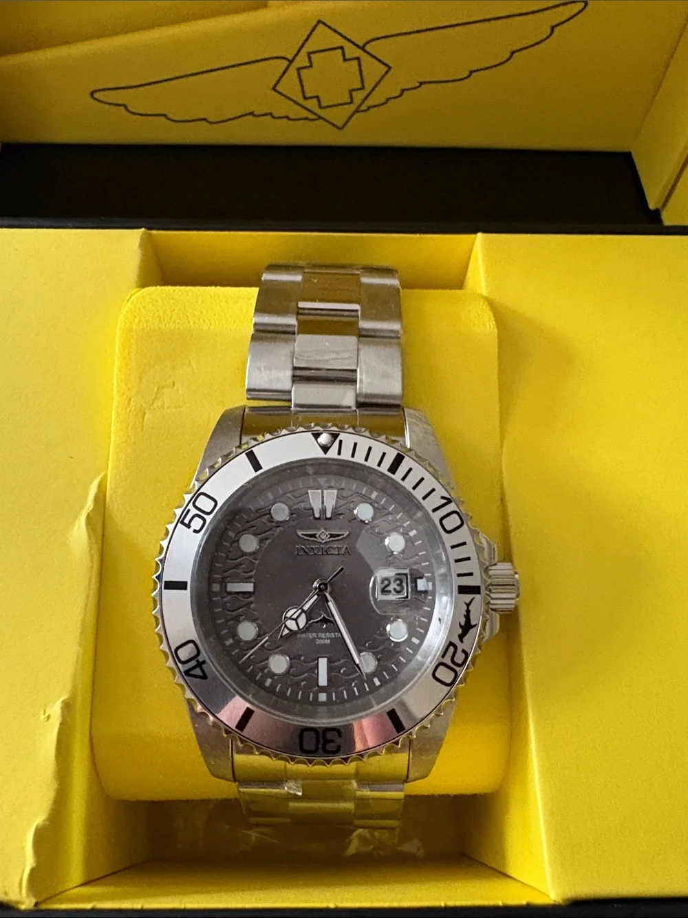 Sale New  Invicta Pro Diver Men's Watch 42mm Steel Tone Case Grey Metal Dial